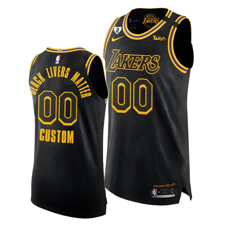 Men's Los Angeles Lakers Custom #00 NBA 2020 Playoffs Authentic BLM Mamba Social Justice Black Basketball Jersey VNI5083EW
